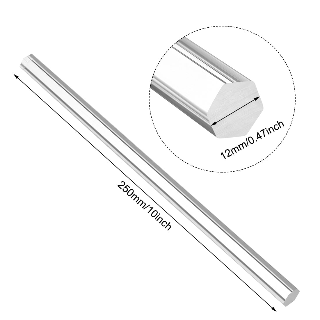 uxcell Uxcell 12mmx12mmx250mm Clear Solid Acrylic Hexagon Rod PMMA Bar 2pcs