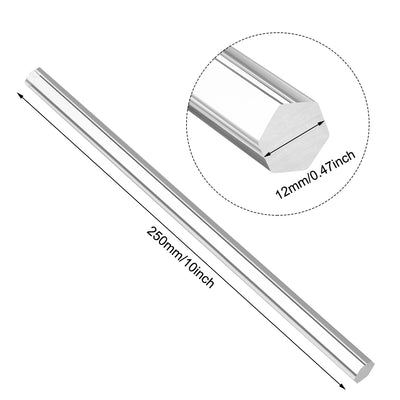 Harfington Uxcell 12mmx12mmx250mm Clear Solid Acrylic Hexagon Rod PMMA Bar 2pcs