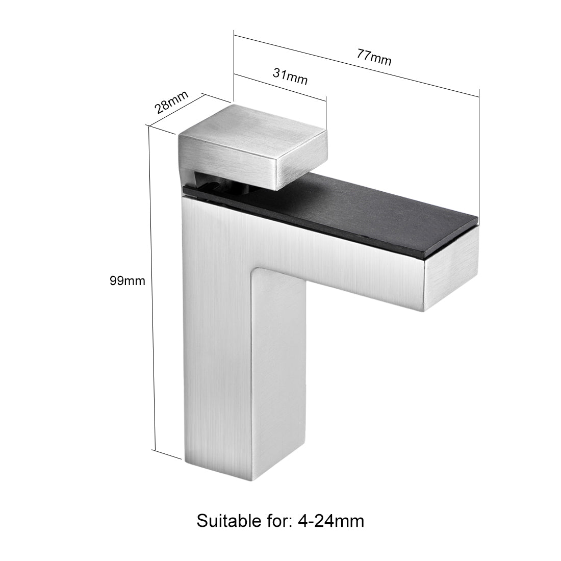 uxcell Uxcell Glass Shelf Bracket Adjustable Brushed Nickel Clamp for 4-24mm Thickness 4pcs