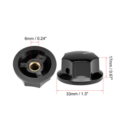 Harfington Uxcell 10Pcs 6mm Insert Shaft 33x17mm Plastic Potentiometer Rotary Knob Pots Black