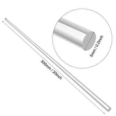 Harfington Uxcell 5mmx500mm Round Shape Solid Acrylic Rod PMMA Extruded Bar Clear 2Pcs