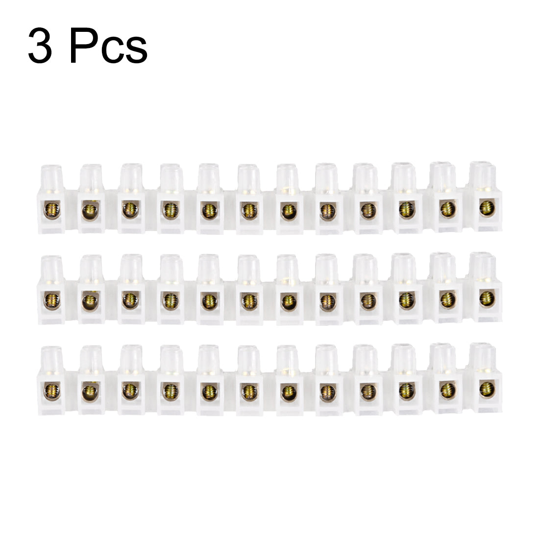 uxcell Uxcell Terminal Block , 20A 12 Position Dual Row Type H Wire Connector Screw Terminal Barrier Strip , Pack of 3