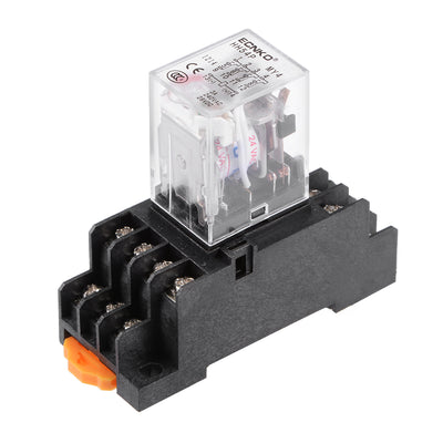 Harfington Uxcell HH54P AC 24V Coil 4P4T 14 Pins Electromagnetic Power Relay Red LED with socket