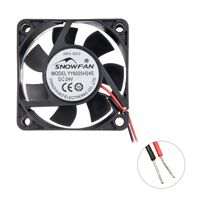 Harfington Uxcell SNOWFAN Authorized 60mm x 60mm x 25mm 24V Brushless DC Cooling Fan #0410