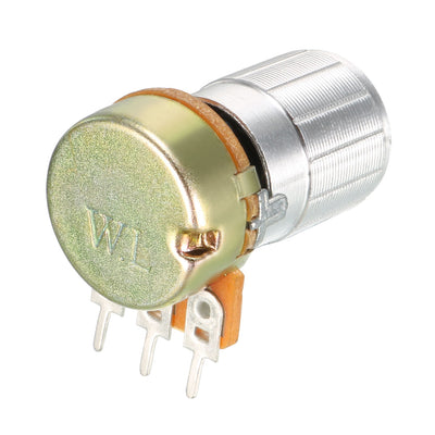 Harfington Uxcell 2Pcs 100K Ohm Variable Resistors Single Turn Rotary Carbon Film Taper Potentiometer with Knobs