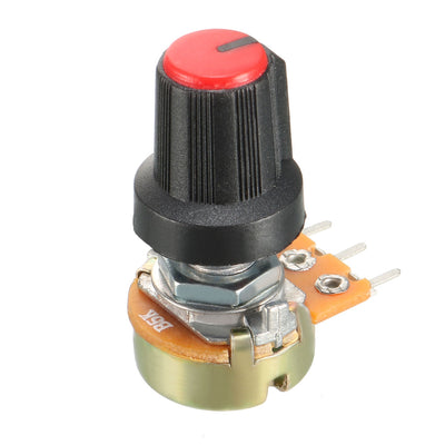 Harfington Uxcell 8Pcs 5K Ohm Variable Resistors Single Turn Rotary Carbon Film Taper Potentiometer with Knobs