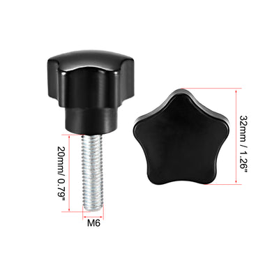 Harfington Uxcell Star Knobs Grips Male Thread  Steel Zinc Stud Black Placement PP