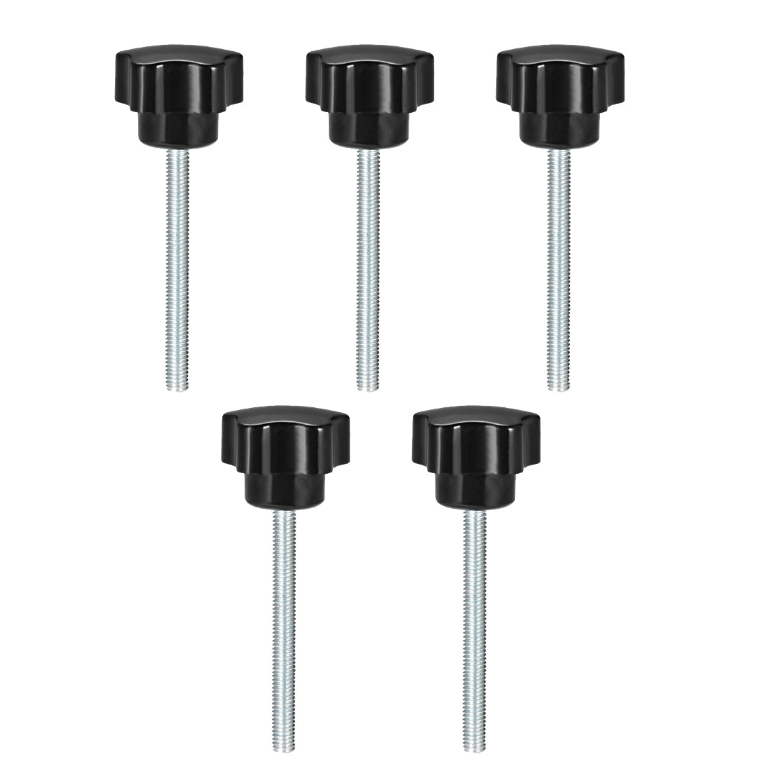 uxcell Uxcell 5Pcs Star Knob Grip Male Thread  Steel Zinc Stud Black PP