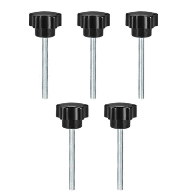 Harfington Uxcell 5Pcs Star Knob Grip Male Thread  Steel Zinc Stud Black PP