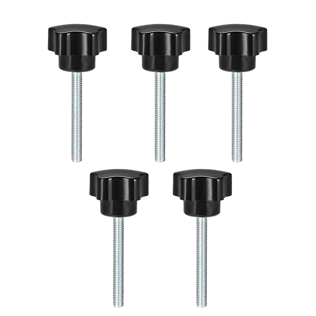 uxcell Uxcell 5Pcs Star Knob Grip Male Thread  Steel Zinc Stud Black PP