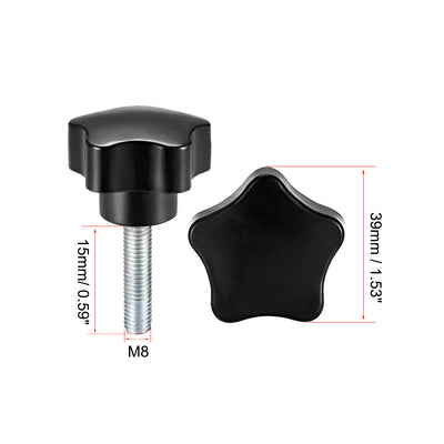 Harfington Uxcell Star Knobs Grips Male Thread  Steel Zinc Stud Black Placement PP