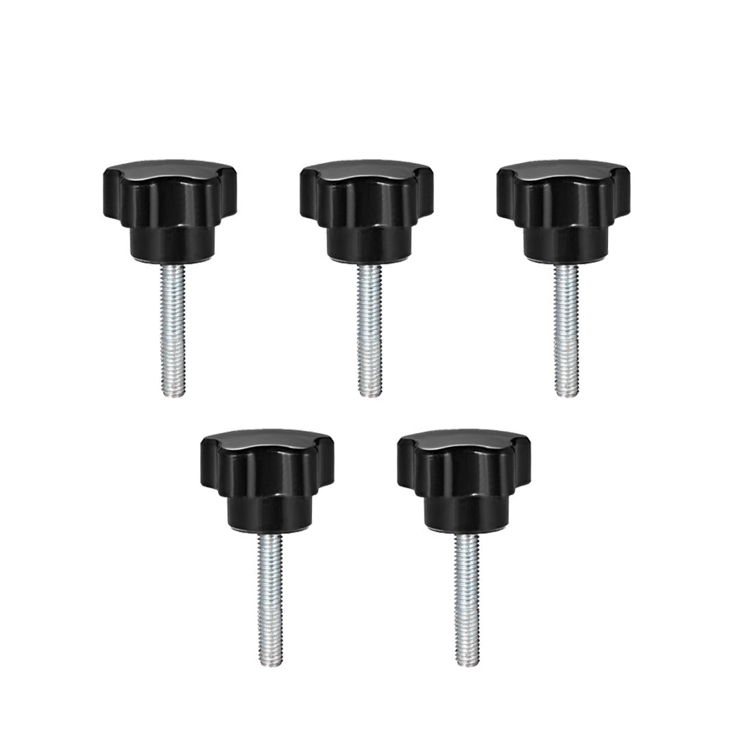 uxcell Uxcell 5Pcs Star Knob Grip Male Thread  Steel Zinc Stud Black PP