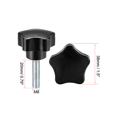 Harfington Uxcell Star Knobs Grips Male Thread  Steel Zinc Stud Black Placement PP