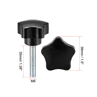 Harfington Uxcell Star Knobs Grips Male Thread  Steel Zinc Stud Black Placement PP