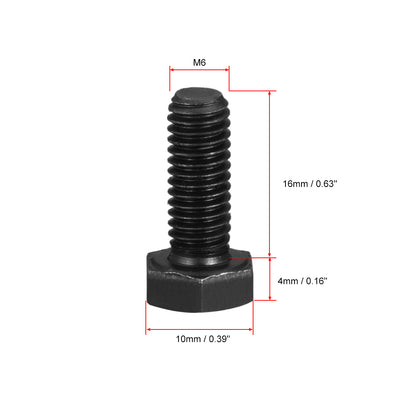 Harfington Uxcell M6x16mm Hex Head Screw Bolts Fastener Grade 8.8 Carbon Steel Black 90pcs