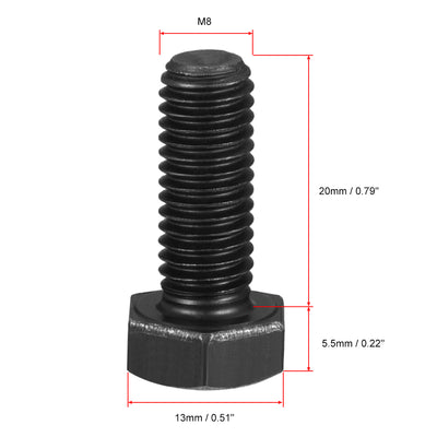 Harfington Uxcell 10 Stk.Hexagon Kopf Schraube Muttern Fastener 8,8 Karbon Stahl Schwarz M8x20mm de