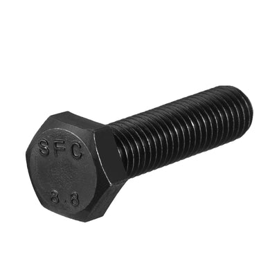 uxcell Uxcell M10x45mm Hex Head Screw Bolts Fastener Grade 8.8 Carbon Steel Black 8pcs