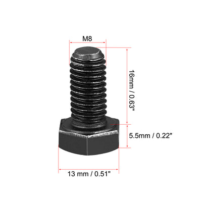 Harfington Uxcell M8x16mm Hex Head Left Hand Screw Bolts Fastener Carbon Steel Black 2pcs