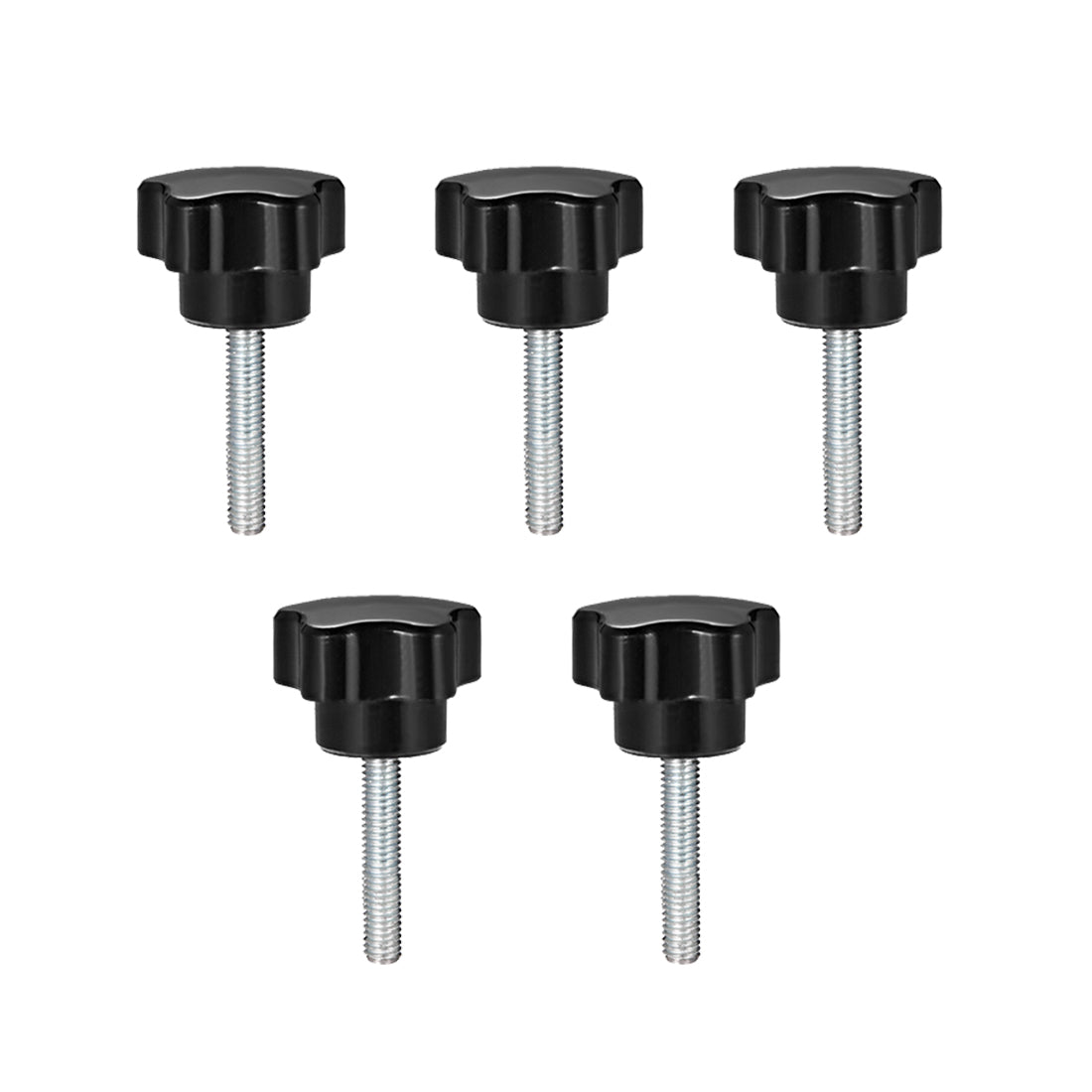 uxcell Uxcell 5Pcs Star Knob Grip Male Thread  Steel Zinc Stud Black PP