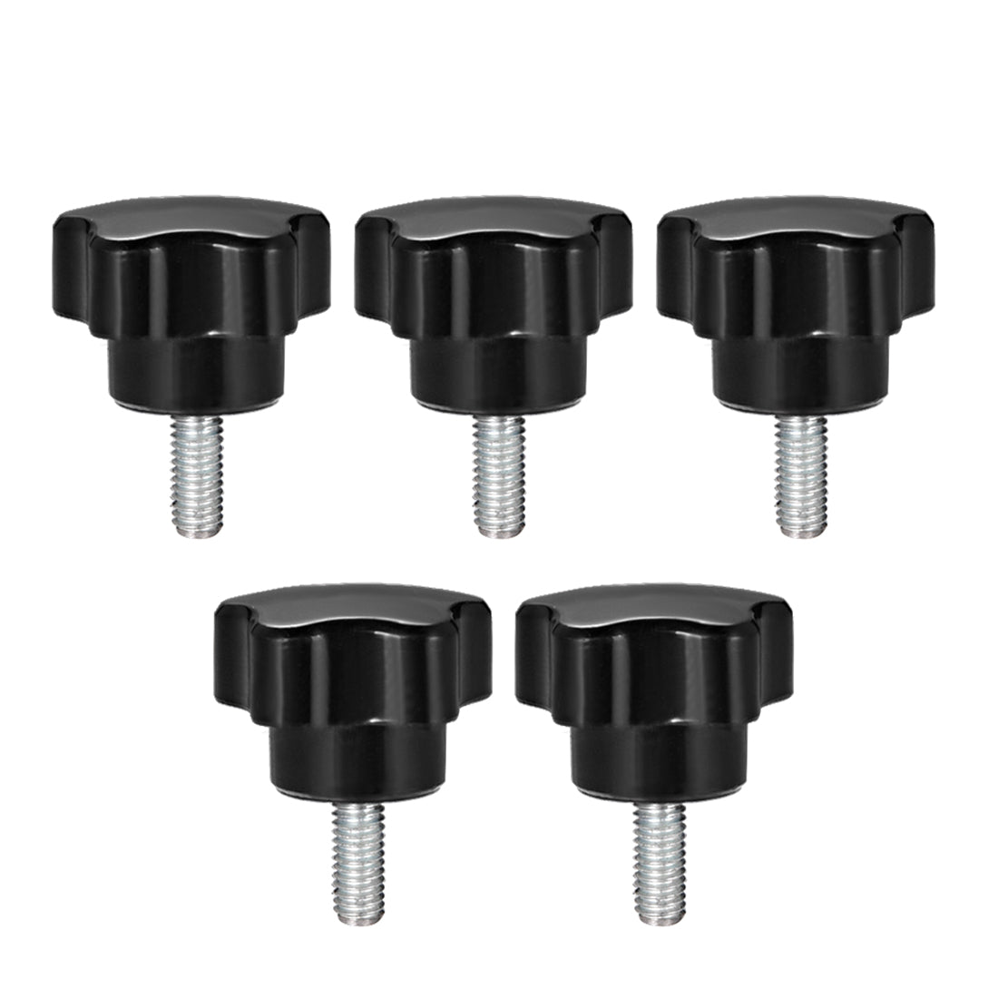 uxcell Uxcell 5Pcs Star Knob Grip Male Thread  Steel Zinc Stud Black PP