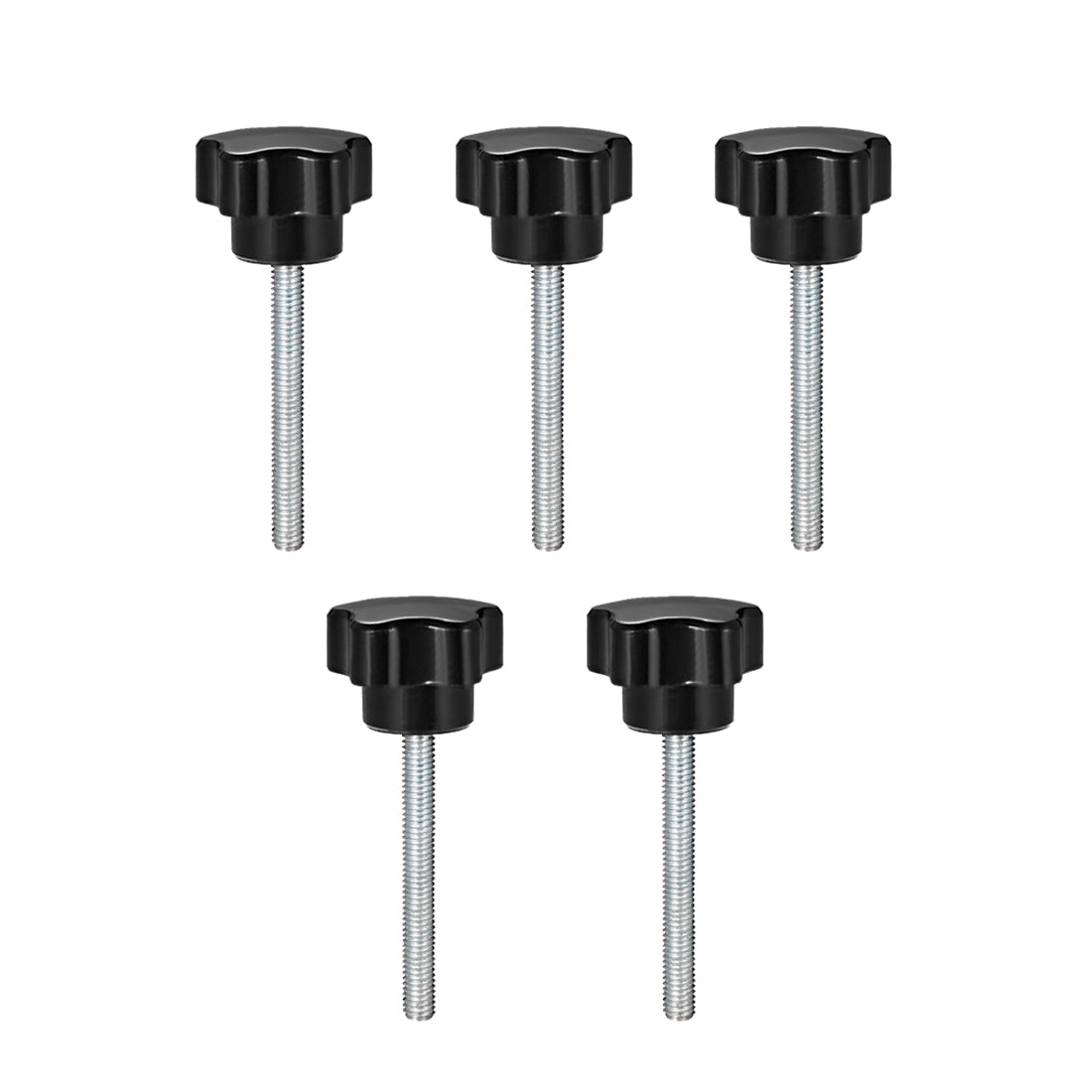 uxcell Uxcell 5Pcs Star Knob Grip Male Thread  Steel Zinc Stud Black PP