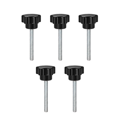 Harfington Uxcell 5Pcs Star Knob Grip Male Thread  Steel Zinc Stud Black PP