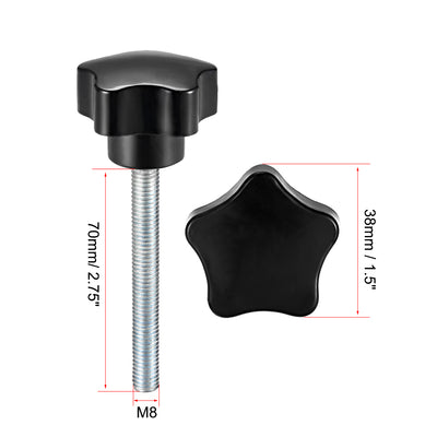 Harfington Uxcell Star Knobs Grips Male Thread  Steel Zinc Stud Black Placement PP