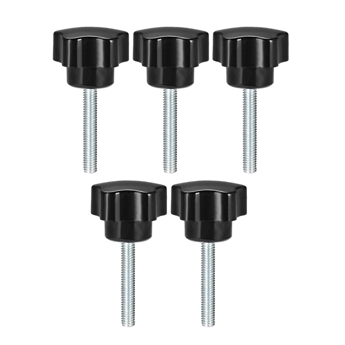 uxcell Uxcell 5Pcs Star Knob Grip Male Thread  Steel Zinc Stud Black PP