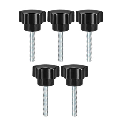 Harfington Uxcell 5Pcs Star Knob Grip Male Thread  Steel Zinc Stud Black PP