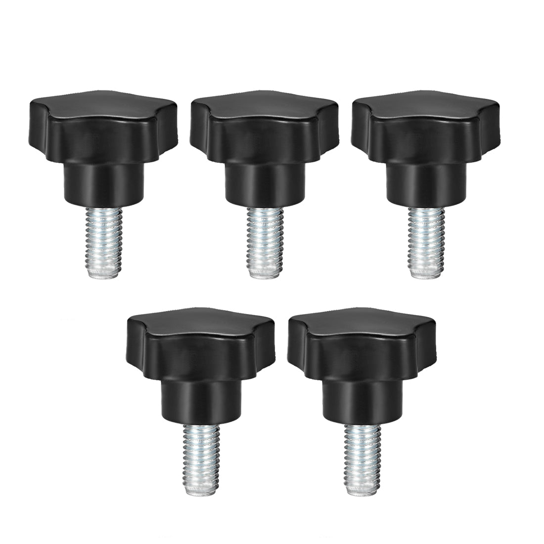 uxcell Uxcell 5Pcs Star Knob Grip Male Thread  Steel Zinc Stud Black PP