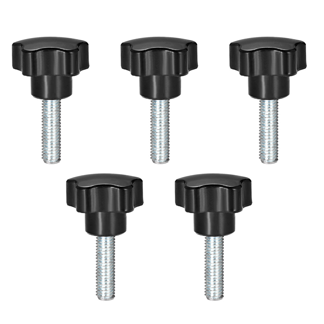 uxcell Uxcell 5Pcs Star Knob Grip Male Thread  Steel Zinc Stud Black PP