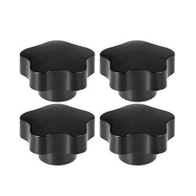 uxcell Uxcell Star Knobs Grip Handle M10 Diameter Brass Insert Female Thread Set of 4 Black