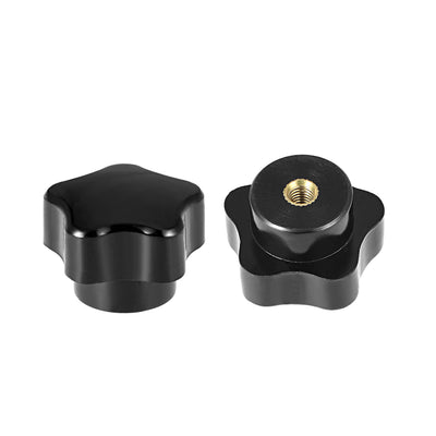 Harfington Uxcell Star Knob Grip Handle M5 Diameter Brass Insert Female Thread Set of 4 Black