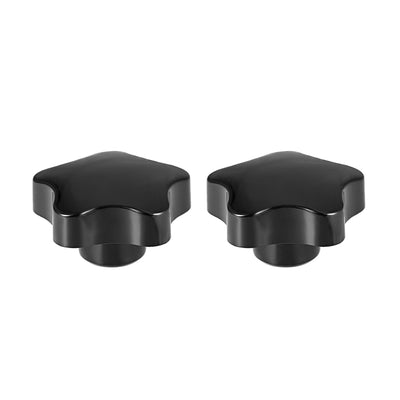 uxcell Uxcell Star Knob Grip Handle M12 Diameter Brass Insert Female Thread Set of 2 Black