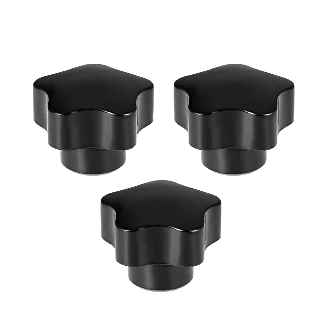 uxcell Uxcell Star Knob Grip Handle M10 Diameter Brass Insert Female Thread Set of 3 Black