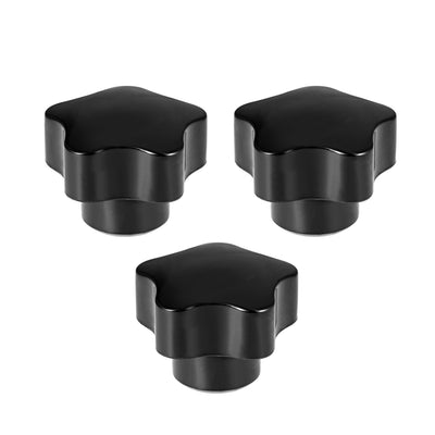 uxcell Uxcell Star Knob Grip Handle M10 Diameter Brass Insert Female Thread Set of 3 Black