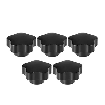 uxcell Uxcell Star Knob M10 Diameter Grip Handle Brass Insert Female Thread Set of 5 Black