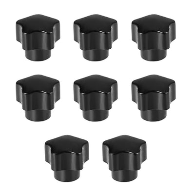 uxcell Uxcell Star Knob Grip Handle M5 Diameter Brass Insert Female Thread Set of 8 Black