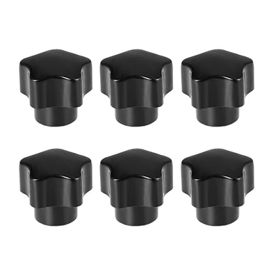 uxcell Uxcell Star Knob Grip Handle M5 Diameter Brass Insert Female Thread Set of 6 Black