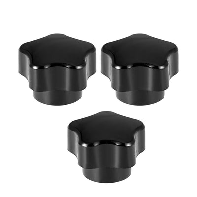 uxcell Uxcell Star Knob Grip Handle M6 Diameter Brass Insert Female Thread Set of 3 Black