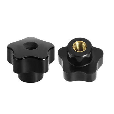 Harfington Uxcell Star Knob Grip Handle M10 Diameter Brass Insert Female Thread Set of 6 Black