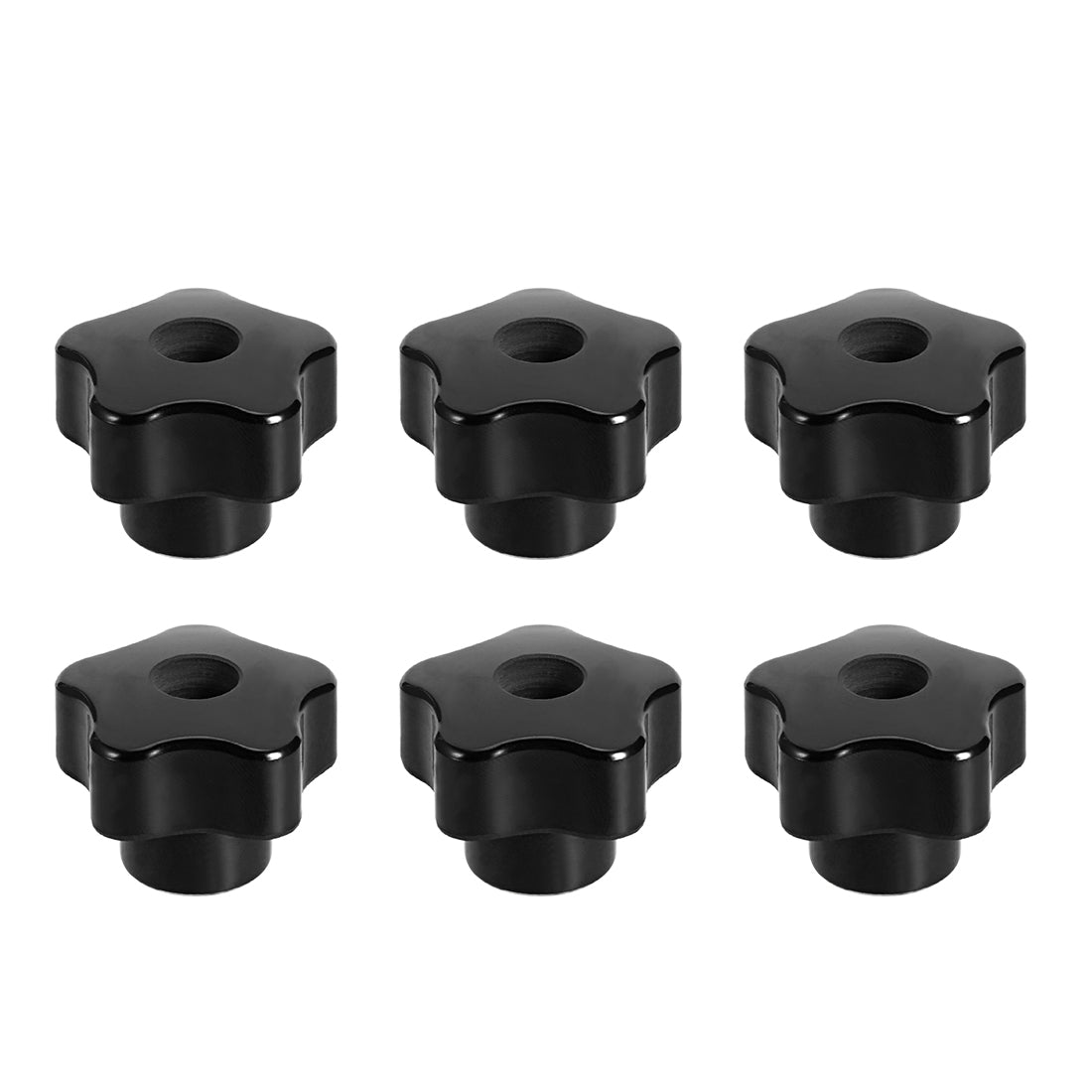 uxcell Uxcell Star Knob Grip Handle M10 Diameter Brass Insert Female Thread Set of 6 Black