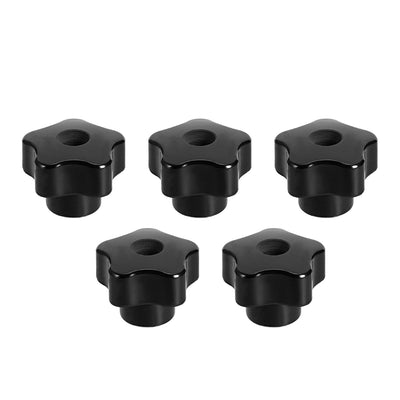 uxcell Uxcell Star Knobs Grip Handles M8 Diameter Brass Insert Female Thread Set of 5 Black