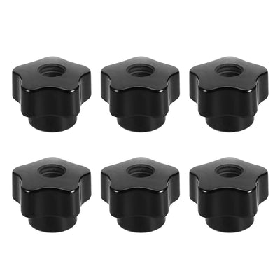 uxcell Uxcell Star Knobs Grip Handle M6 Diameter Brass Insert Female Thread Set of 6 Black