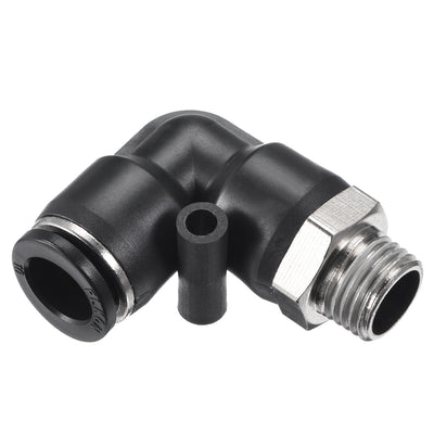 Harfington Uxcell 4Stk. Drücken zur Rohrverschraubung Fitting Außen Ellbogen 10mm Rohr OD x G1/4" Gewinde Pneumatische Luftdruck Verriegelung