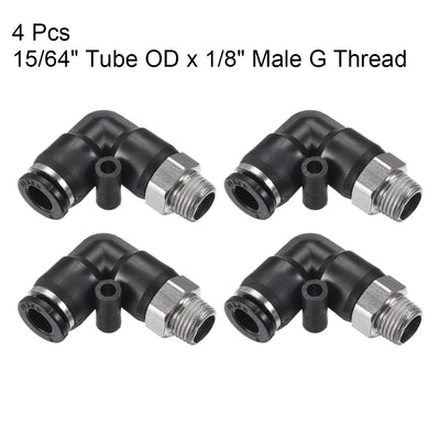 Harfington Uxcell PL6-01 Pneumatic Push to Connect Fitting Male Elbow -  15/64" Tube OD x 1/8" G Thread Tube Fitting 4pcs