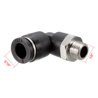 Harfington Uxcell PL8-01 Pneumatic Push to Connect Fitting, Male Elbow - 5/16" Tube OD x 1/8" G Thread  Tube Fitting 10pcs