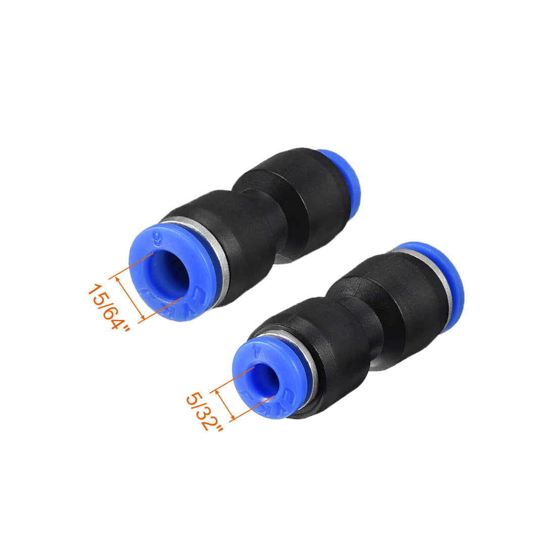 uxcell Uxcell 5Pcs Push to Connect Fittings Tube Connect 5/32" -15/64" Straight OD Push Fit Fittings Tube Fittings Push Lock Blue