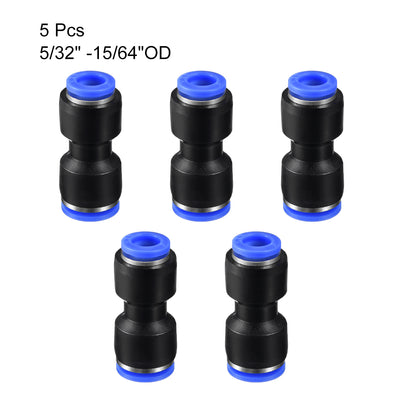 Harfington Uxcell 5Pcs Push to Connect Fittings Tube Connect 5/32" -15/64" Straight OD Push Fit Fittings Tube Fittings Push Lock Blue