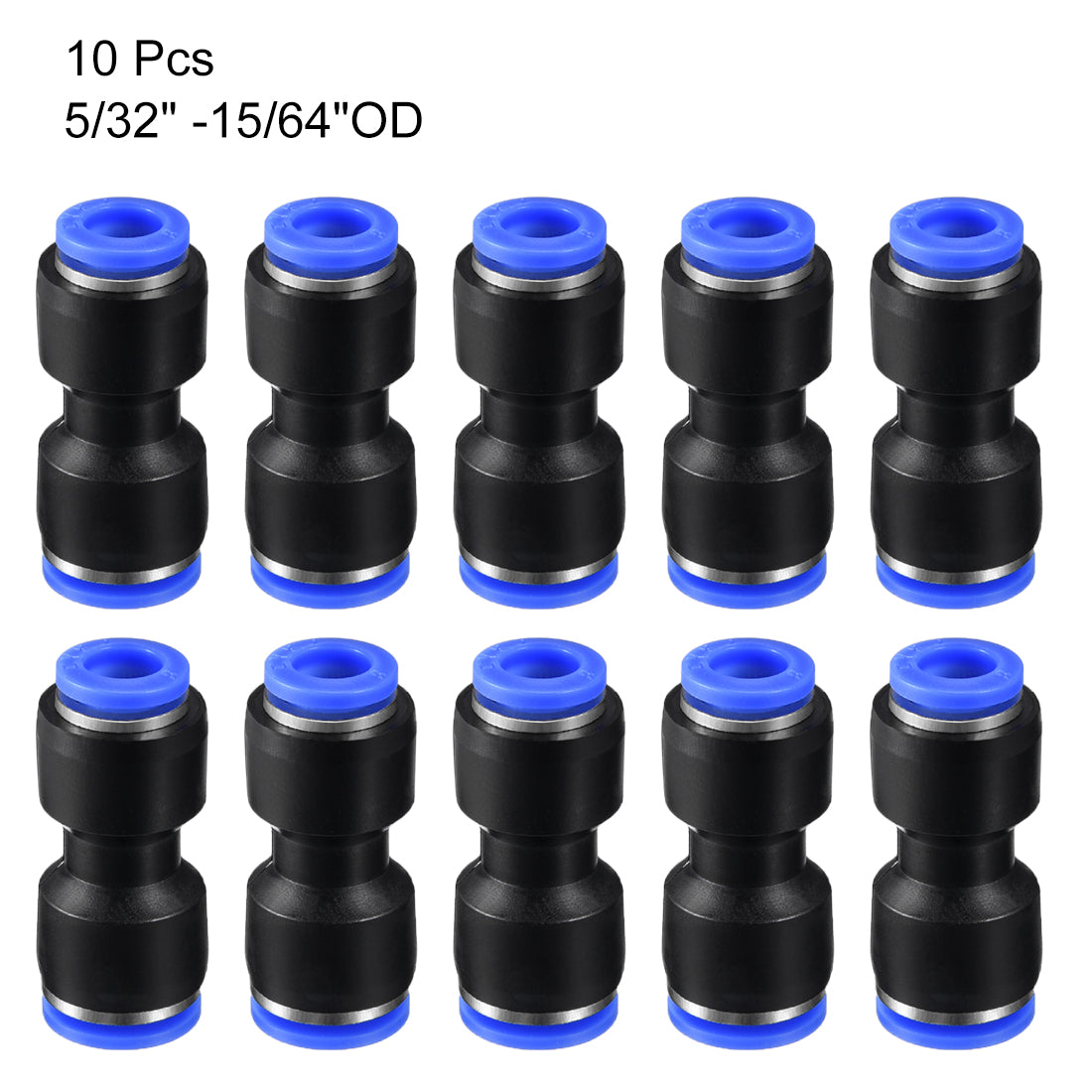 uxcell Uxcell Push to Connect Fittings Tube Connect 5/32" -15/64" Straight OD Push Fit Fittings Tube Fittings Push Lock Blue 10Pcs